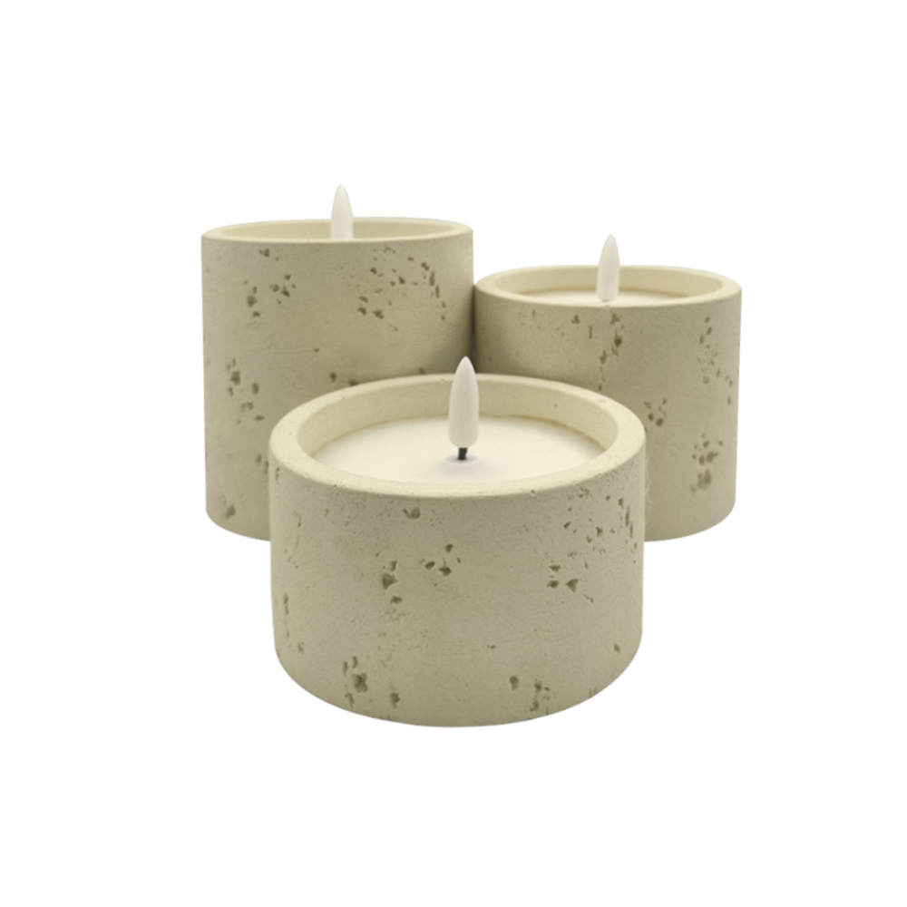 LED 3D Bateria operada Electronic Natural Surface Cement Concrete vela