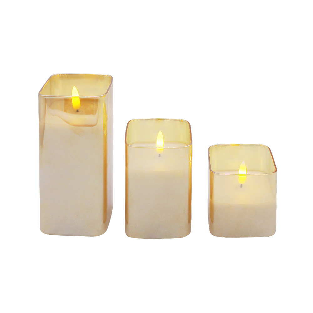 Tubo de vidro 3D Wick LED Pillar Candle Lamp