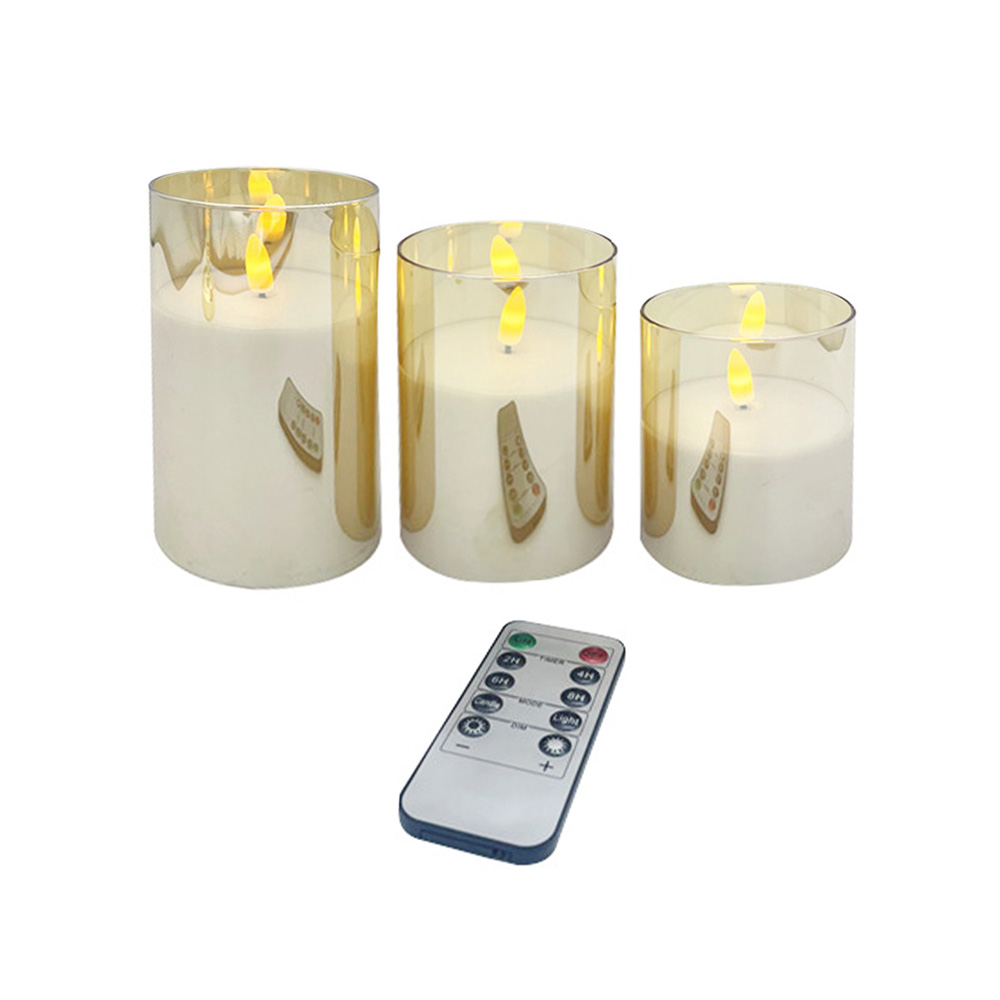 Vidro de vidro dourado sem chama LED sem chamado vela